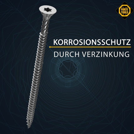 FORTE Tools Universal Holzschraube 3,5 x 16 mm T15 1000 Stk. ( 2x 000040113860 ) silber verzinkt Torx Senkkopf Vollgewinde - Toolbrothers