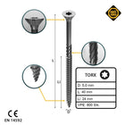 FORTE Tools Universal Holzschraube 5,0 x 40 mm T25 800 Stk. ( 4x 000040113880 ) silber verzinkt Torx Senkkopf Teilgewinde - Toolbrothers