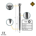 FORTE Tools Universal Holzschraube 5,0 x 80 mm T25 400 Stk. ( 2x 000040113884 ) silber verzinkt Torx Senkkopf Teilgewinde