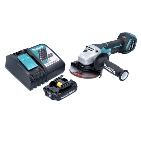 Amoladora angular a batería Makita DGA 515 RA1 18 V 125 mm sin escobillas + 1x batería 2,0 Ah + cargador