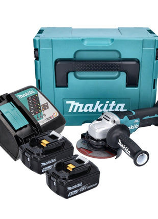 Makita DGA 515 RTJ Akku Winkelschleifer 18 V 125 mm Brushless + 2x Akku 5,0 Ah + Ladegerät + Makpac