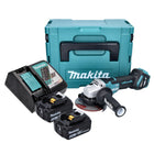 Makita DGA 515 RTJ Akku Winkelschleifer 18 V 125 mm Brushless + 2x Akku 5,0 Ah + Ladegerät + Makpac