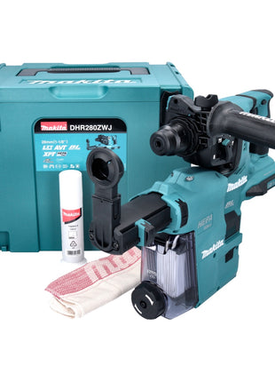 Makita DHR 280 ZWJ Akku Bohrhammer 36 V ( 2x 18 V ) 2,8 J SDS Plus Brushless + DX08 Staubabsaugung + Makpac - ohne Akku, ohne Ladegerät