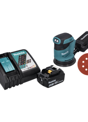 Makita DBO 180 RT1 Akku Exzenterschleifer 18 V 125 mm + 1x Akku 5,0 Ah + Ladegerät + 50x Schleifpapier K 320 - Toolbrothers