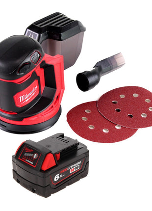 Milwaukee M18 BOS125-601Ponceuse excentrique sans fil 125mm 18V + 1x Batterie 6,0 Ah - sans chargeur