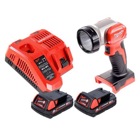 Éclairage de batterie Milwaukee M18 TLED LED + 2x batteries 2,0 Ah + chargeur