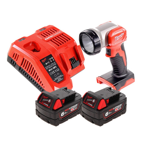 Éclairage de batterie Milwaukee M18 TLED LED + 2x batteries 6,0 Ah + chargeur