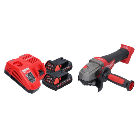 Amoladora angular a batería Milwaukee M18 CAG115XPDB-202 18 V 115 mm sin escobillas + 2x baterías 2,0 Ah + cargador