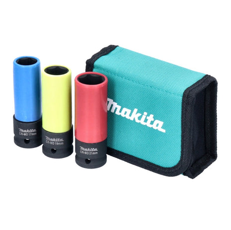 Juego de llaves de vaso para coche Makita 3 piezas 1/2" cuadradas 17 / 19 / 21 mm (E-12354)