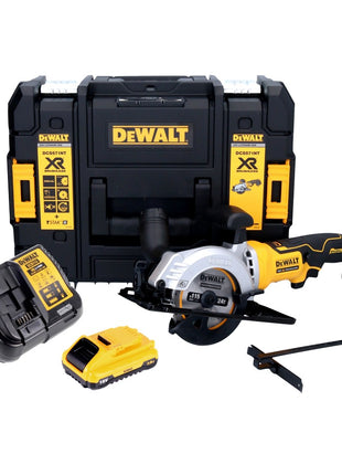 Sierra circular manual a batería DeWalt DCS 571 L1 18 V 115 mm sin escobillas + 1x batería 3,0 Ah + cargador + TSTAK