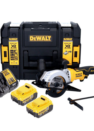 Sierra circular a batería DeWalt DCS 571 M2 18 V 115 mm sin escobillas + 2x baterías 4,0 Ah + cargador + TSTAK