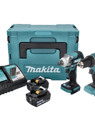 Makita DLX 2452 TJ Akku Kombo Kit KFZ DTW 300 Akku Schlagschrauber + DDF 485 Akku Bohrschrauber + 2x Akku 5,0 Ah + Ladegerät + Makpac