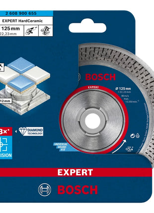 Disque à tronçonner diamanté Bosch EXPERT HardCeramic 125 x 22,23 mm 1 pièce (2608900655) Technologie diamant