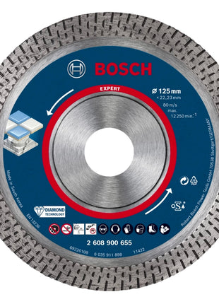 Disque à tronçonner diamanté Bosch EXPERT HardCeramic 125 x 22,23 mm 1 pièce (2608900655) Technologie diamant