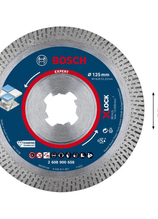 Bosch EXPERT HardCeramic X-LOCK Diamant Trennscheibe 125 x 22,23 mm 1 Stk. ( 2608900658 ) Diamond Technology - Toolbrothers