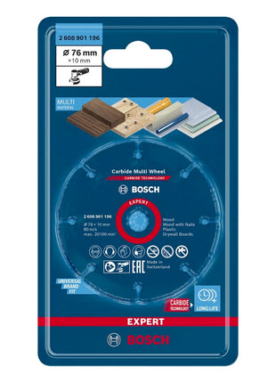 Disco de corte Bosch EXPERT Carbide Multi Wheel 76 x 10 mm 1 pieza (2608901196) Tecnología de carburo