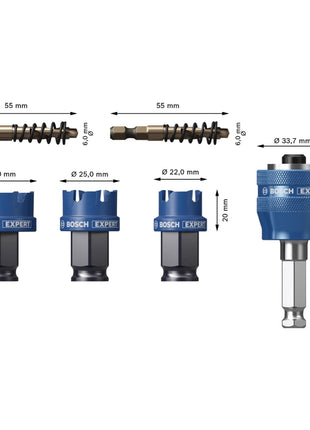 Bosch Expert Juego de sierras perforadoras para chapa, 6 piezas, 22/25/32 x 40 mm (2608900502), tecnología de carburo para taladros rotativos y de percusión