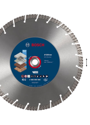 Disco de corte de diamante Bosch Expert MultiMaterial 350 x 3,3 x 25,40 mm (2608900666) Tecnología Diamond para sierras de mesa/sierras de gasolina