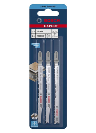 Bosch EXPERT Hardwood 2 side clean T 308 BF / BFP Stichsägeblatt Set 117 mm 3 tlg. ( 2608900549 ) Bi-Metall