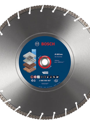 Bosch Expert MultiMaterial Disque à tronçonner diamanté, 400 x 3,3 x 25,40 mm, Diamond Technology pour scies sur table / scies à essence (2608900667)