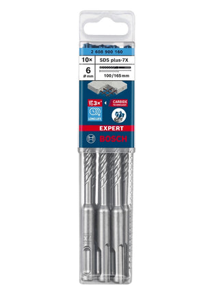 Bosch Expert Forets pour perforateur SDS plus 7X 6,0 x 165 mm - 10 pièces (2608900160)