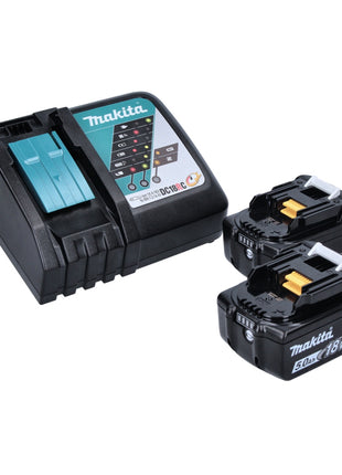 Kit combiné batterie Makita DLX 2126 TJ1 Meuleuse d'angle sur batterie DGA 504 + perceuse à percussion sur batterie DHP 480 + 2x batterie 5,0 Ah + chargeur + 2x Makpac