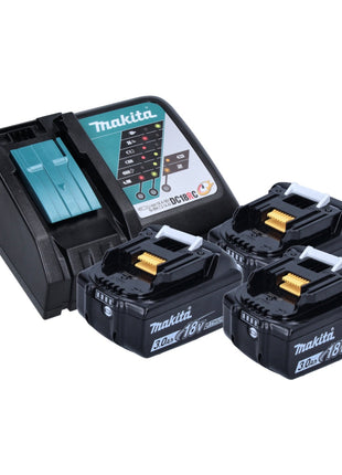 Kit combiné batterie Makita DLX 2127 J1 Perceuse sur batterie DDF 482 Z + clé à chocs sur batterie DTD 152 + 3x batterie 3,0 Ah + chargeur + Makpac