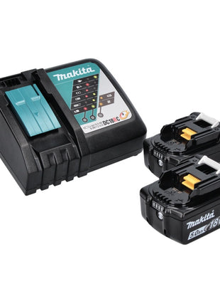 Kit combiné batterie Makita DLX 2272 TJ Meuleuse d'angle sur batterie DGA 513 + perceuse à percussion sur batterie DHP 484 + 2x batterie 5,0 Ah + chargeur + Makpac