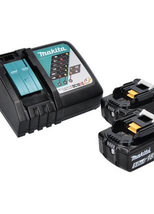 Kit combiné batterie Makita DLX 2214 TJ Perceuse à percussion sur batterie DHP 481 + Clé à chocs sur batterie DTD 170 + 2x batterie 5,0 Ah + chargeur + Makpac