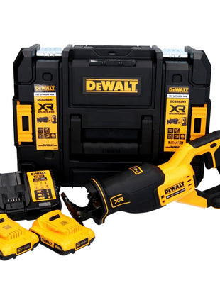 Sierra alternativa a batería DeWalt DCS 382 D2T 18 V sin escobillas + 2x baterías 2,0 Ah + cargador + TSTAK