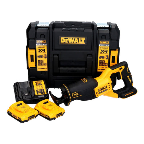 Sierra alternativa a batería DeWalt DCS 382 D2T 18 V sin escobillas + 2x baterías 2,0 Ah + cargador + TSTAK