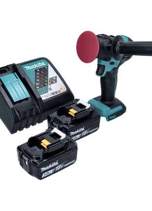 Makita DPV 300 RF Akku Schleifer Polierer 18 V 50 / 80 mm Brushless + 2x Akku 3,0 Ah + Ladegerät - Toolbrothers