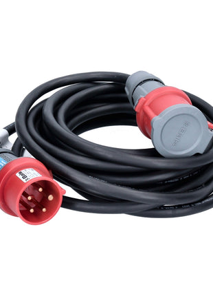 Brennenstuhl 2x cable de extensión CEE 400 V / 16 A 10 m IP44 negro (2x 1167740) para corriente pesada / corriente trifásica / corriente eléctrica