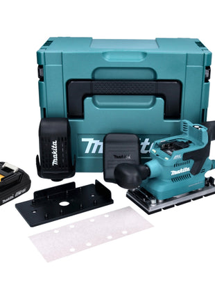 Makita DBO 380 A1J Ponceuse orbitale sur batterie 18 V 93 x 185 mm sans balais + 1x batterie 2,0 Ah + Makpac - sans chargeur