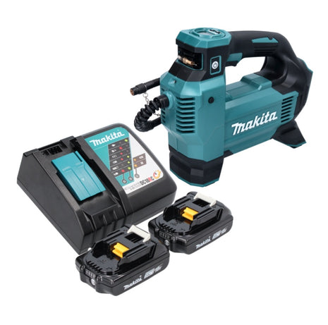 Makita DMP 181 RA Akku Kompressor 18 V 11,1 bar + 2x Akku 2,0 Ah + Ladegerät