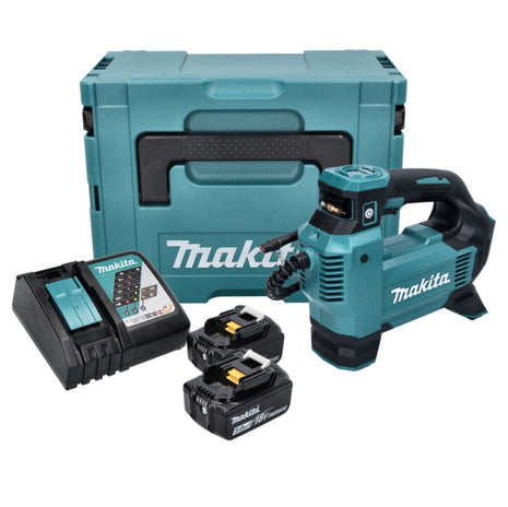 Compresor de batería Makita DMP 181 RTJ 18 V 11,1 bar + 2x baterías 5,0 Ah + cargador + Makpac