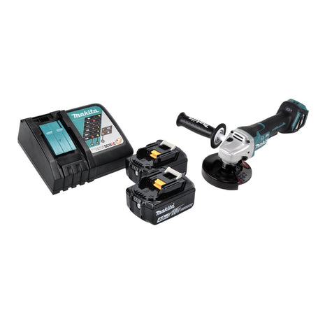 Makita DGA 517 RM akumulatorowa szlifierka kątowa 18 V 125 mm bezszczotkowa + 2x akumulator 4,0 Ah + ładowarka