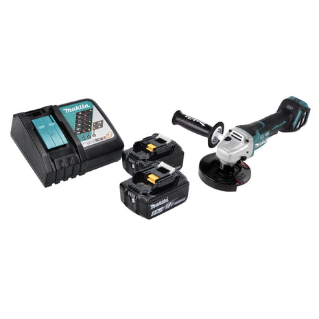 Makita DGA 517 RT cordless angle grinder 18 V 125 mm brushless + 2x rechargeable battery 5.0 Ah + charger