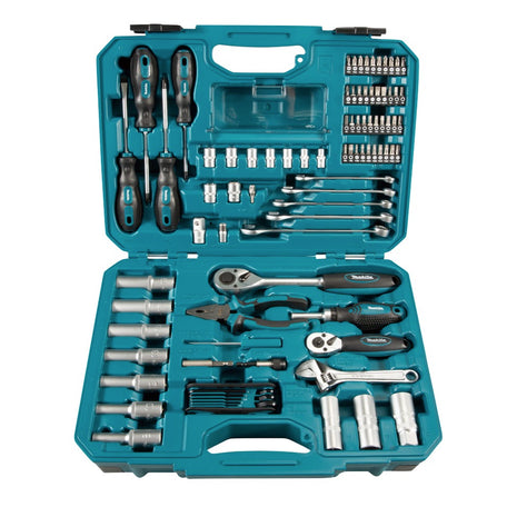 Makita Handwerkzeug Set 87 tlg. Chrom Vanadium Stahl ( E-08458 ) Bit / Zange / Ratsche / Schraubendreher / Schraubenschlüssel