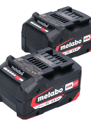 Metabo Set de batterie : 2x Batteries Li-Power 4,0 Ah 18 V CAS Li-Ion - indicateur de capacité de charge (2x 625027000)