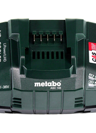 Metabo set básico 2x batería Li-Power 18 V 4,0 Ah CAS Li-Ion (2x 625027000) + cargador rápido ASC 145 (627378000)