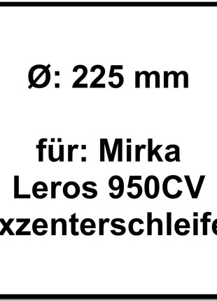 Mirka LEROS Schleifteller 225 mm 25H Grip + 8 Schrauben ( MIW9514312 ) - Nachfolger von MIW9536011 - Toolbrothers