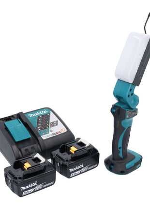 Makita DML 801 RT X LED Akku Lampe Arbeitsleuchte 18 V 240 lm + Diffusor + 2x Akku 5,0 Ah + Ladegerät