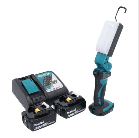 Makita DML801RG X Lampe LED de travail sans fil 18V + 2x Batteries 6,0 Ah + Chargeur + Diffuseur