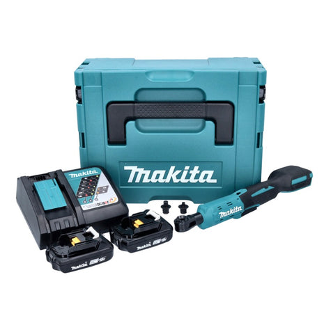 Makita DWR 180 RAJ Visseuse à cliquet sans fil 18 V 47,5 Nm 1/4'' 3/8'' + 2x batterie 2,0 Ah + chargeur + Makpac