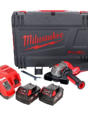 Amoladora angular a batería Milwaukee M18 FSAGV115XPDB-602X 18 V 115 mm sin escobillas + 2x baterías 6,0 Ah + cargador + caja HD