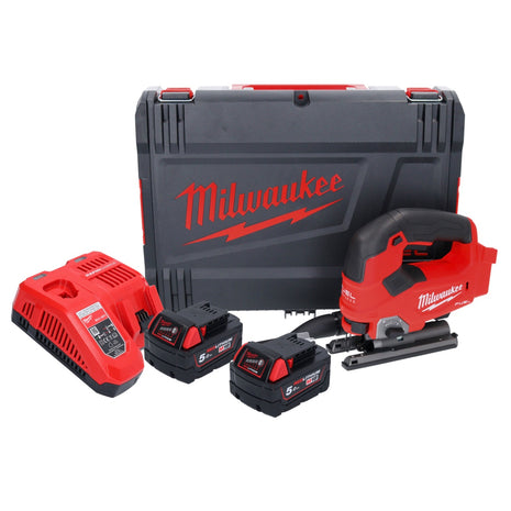 Sierra de calar a batería Milwaukee M18 FJS-502X 18 V 25 mm carrera sin escobillas (4933464727) + 2x baterías 5,0 Ah + cargador + caja HD