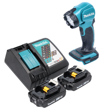 Makita DEADML 815 RA LED Akku Handleuchte 14,4 - 18 V 160 lm + 2x Akku 2,0 Ah + Ladegerät