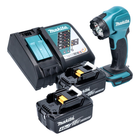 Makita DEADML 815 RM LED Akku Handleuchte 14,4 - 18 V 160 lm + 2x Akku 4,0 Ah + Ladegerät