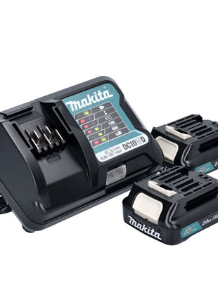 Makita DF 333 DWAP2 taladro atornillador inalámbrico 12 V 30 Nm rosa + 2x baterías 2,0 Ah + cargador + set de accesorios + estuche